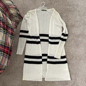 Doe & Rae Cream and Black Striped Cardigan